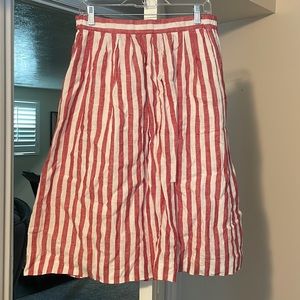 J. Crew Striped Linen MIDI Skirt